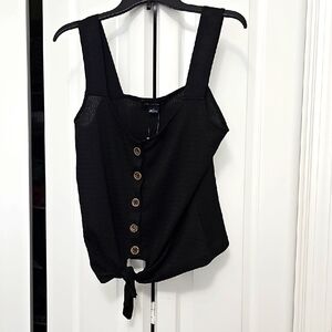 Black Button-Down Women's Top